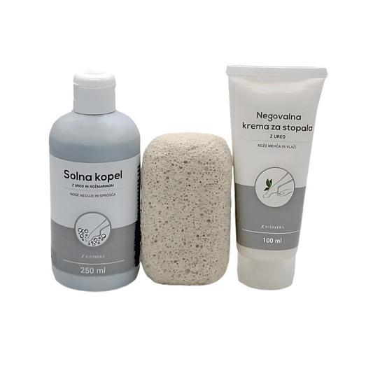 solna kopel in negovalna krema za stopala z ureo